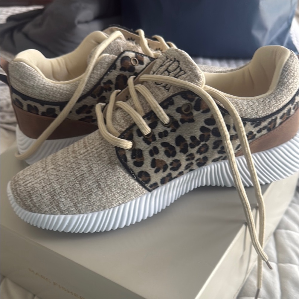 Leopard Print Sneakers with Beige and Brown Accents NWT